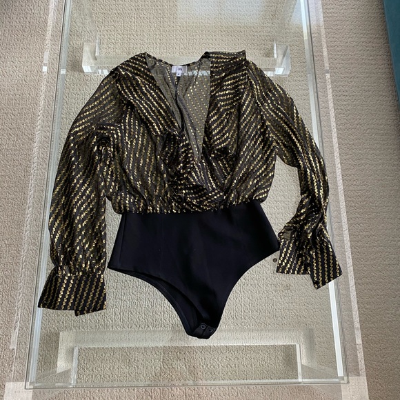 NWOT LPA GOLD AND BLACK BODYSUIT - Picture 2 of 5